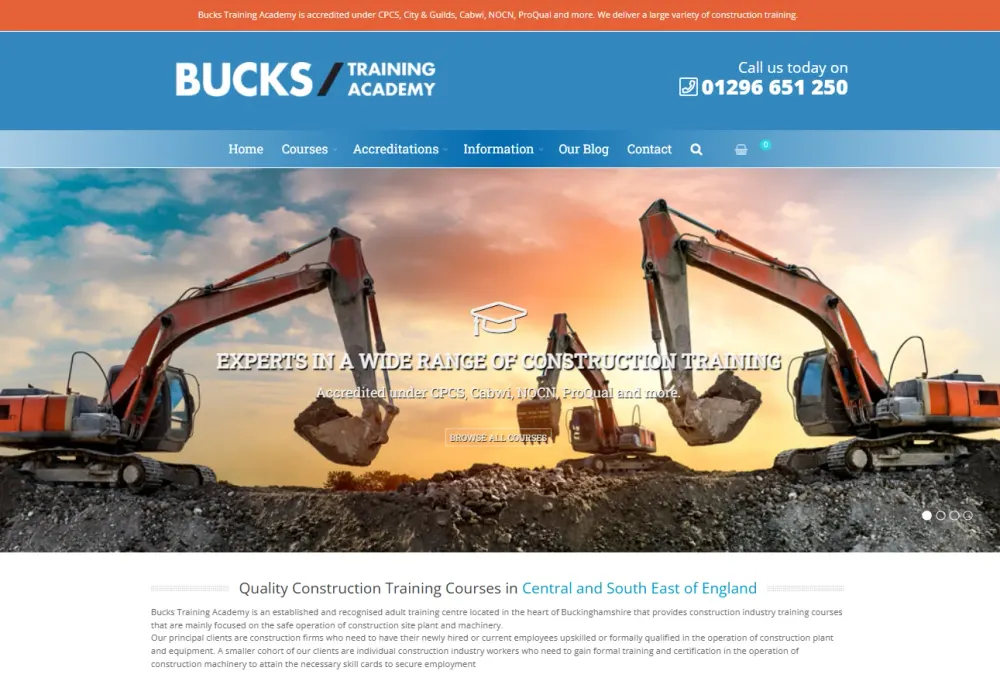 Bucks Training Academy website