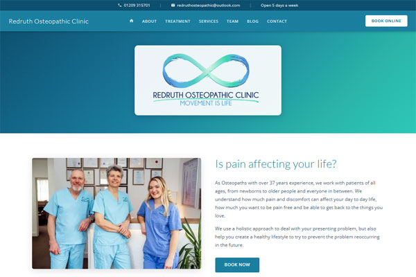 Redruth Osteopathic Clinic — healthcare business website