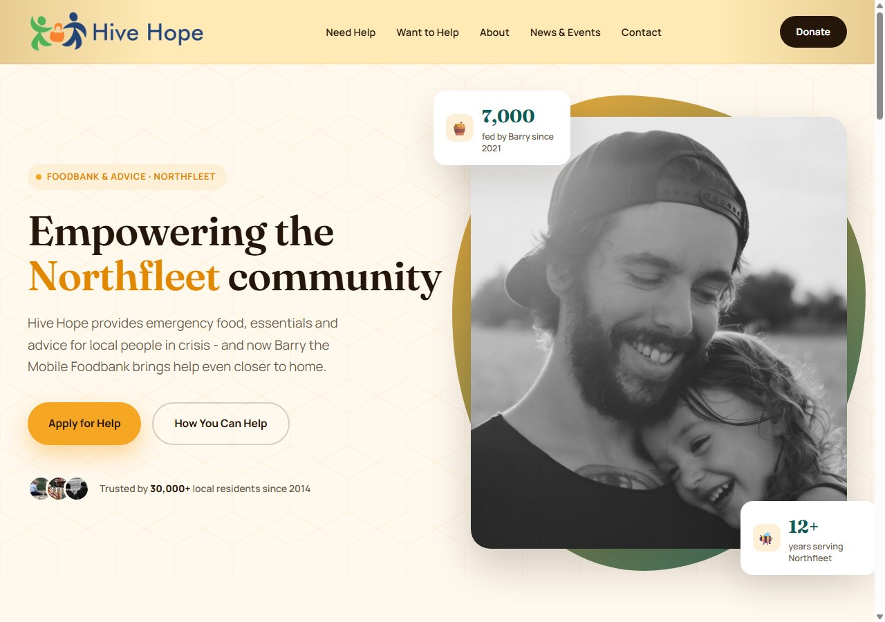 Hive Hope — food bank & community charity website